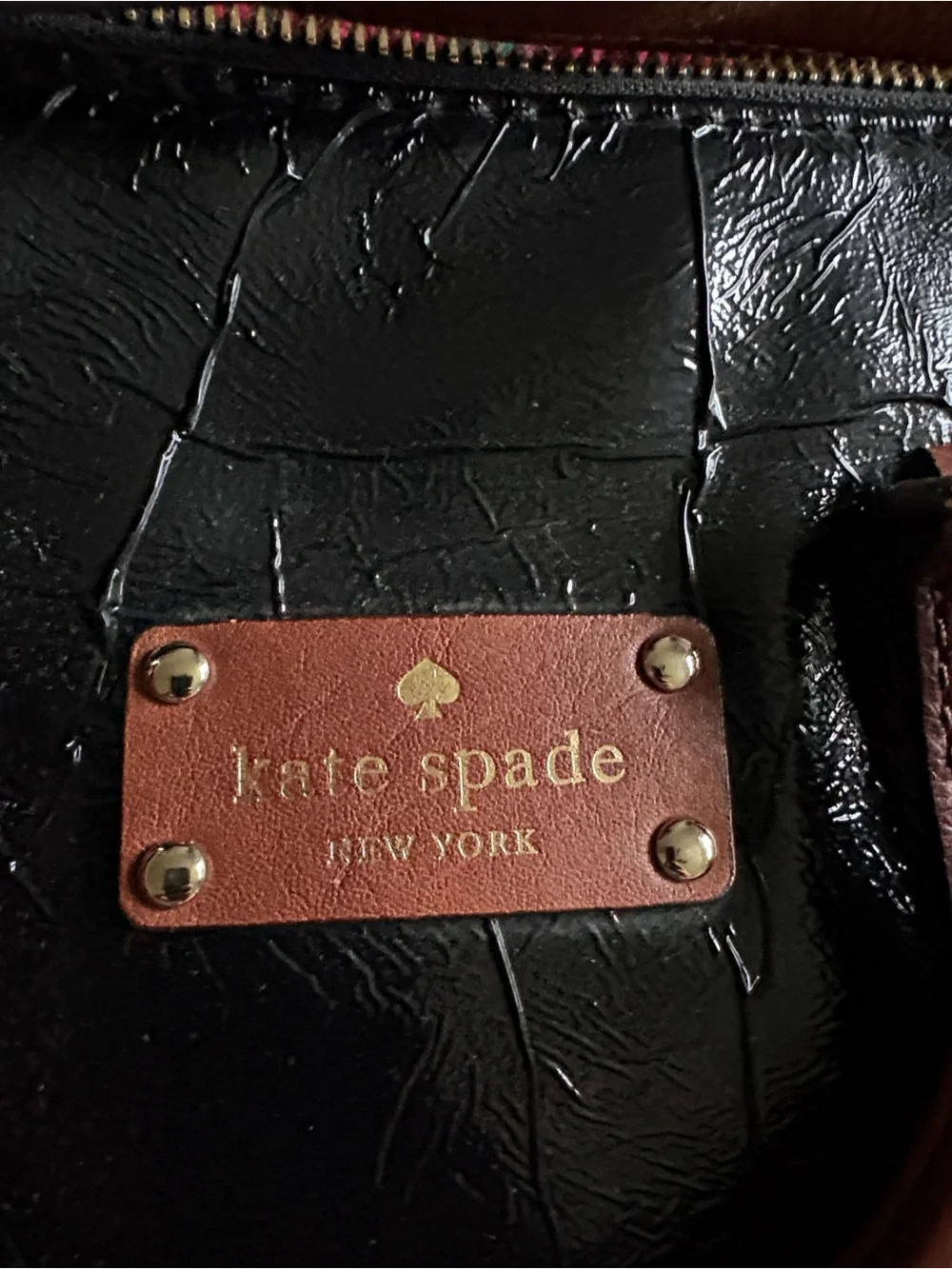 Vintage Kate Spade black patent leather satchel handbag